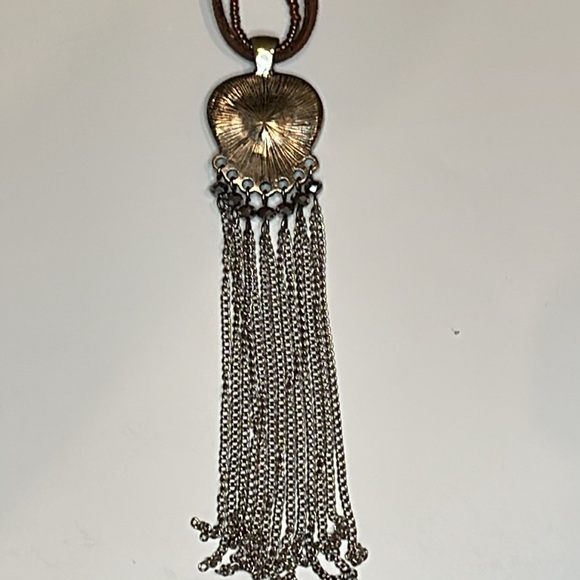 Boho Style Suede Cord & Beaded Necklace Beaded & Chain Embellished Pendant - Picture 7 of 13